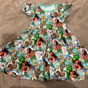 Colorful Moana Cartoon Print Bamboo Dress